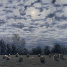 ‘Moonstones 1’  92 x 92 cm. SOLD. This is part of the stone circle in Brockley. From this viewpoint you wouldn’t know this is in London, but it is. Ah, those clouds….