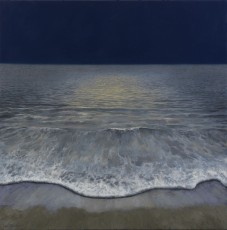 ‘Tide 1’  91 x 91 cm. AVAILABLE. It’s a bit of an artistic cliché to say this, but this painting literally came to me in a dream. The unseen full moon lights the tide. The rhythmic pushing and pulling of the water is inexorable, hypnotic. Don’t stand too close – you’ll get your feet wet!