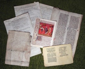 I have replicated or faked up many documents for TV programmes where these need to be seen close up in either documentaries or dramas. Here are some medieval fakes.