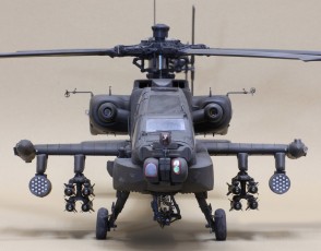 A 1/32 scale model of an AH-54D Apache helicopter.