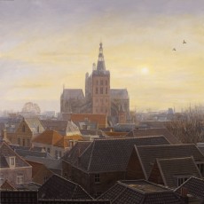 ‘Dawn, St Jan’s cathedral, ‘s-Hertogenbosch’  100 x 100 cm. SOLD. My mother was Dutch, and this is where all of her family come from, with at least one branch that I’ve traced back to the year 1250. This place means a lot to me. It is resonant with history, and it is one of the few cities in Europe where the cathedral still dominates the city. Almost every stone and brick of this city carry memories for me.