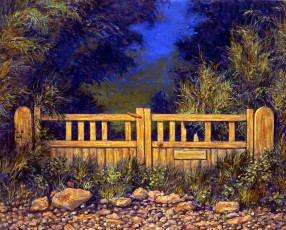 ‘Old gate, Selsey’  28 x 40 cm. SOLD. I painted this several years ago. Even back then it had fallen into neglect, and by now I imagine by now it will have been annihilated by storms and the sea air. I wonder who was the last person to walk through here?